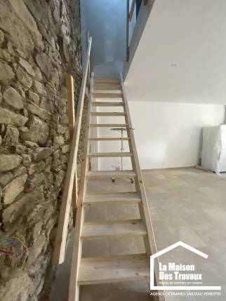 escalier bois metal salon