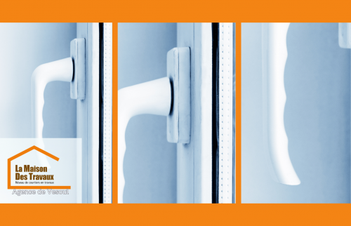 Détail poignée de fenêtre PVC sécurisée posée près de Vesoul, une rénovation signée La Maison Des Travaux.