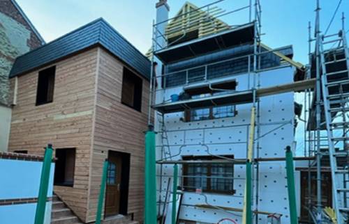 Phase travaux de la pose de l'isolation par l'extérieur