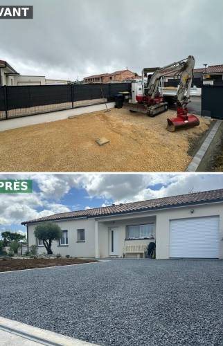 Avant / après – allée en dalles alvéolaires à Bressols (82)