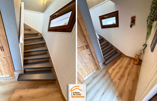 La Maison des Travaux Albertville, carrelage Albertville, rénovation escalier Albertville, rénovation entrée Albertville, pose carrelage Albertville, rénover un escalier