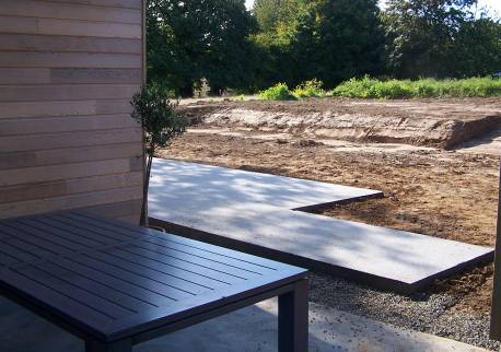 Terrasse béton et terrassement du terrain