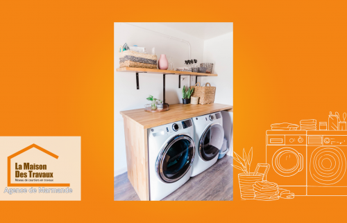 Nouvelle buanderie moderne et chaleureuse, rénovée à Marmande par Sandrine Férin – La Maison Des Travaux.