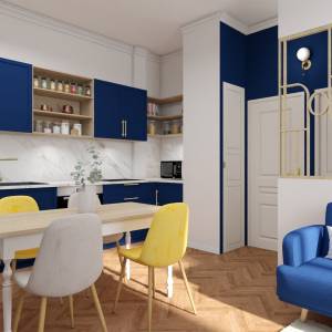 Cuisine chic avec plan de travail imitation marbre à Angers – Mélissa Damianthe