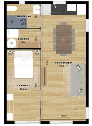 Plan d'aménagement d'appartement - Montélier 26120