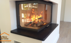 Insert à bois en fonctionnement 