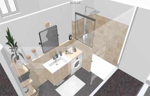 rénovation salle de bain La Maison Des Travaux Ales plan 3D