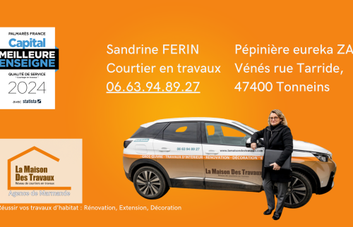 Contactez Sandrine Férin, votre courtier en rénovation à Marmande – Buanderies, déco et travaux intérieurs.