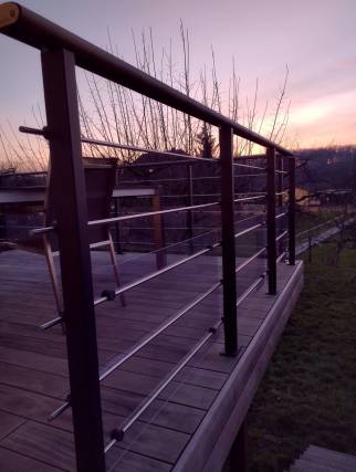 Terrasse bois, garde corps inox à Riedisheim