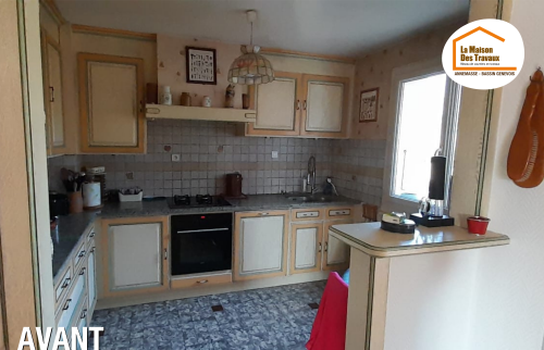 La Maison des Travaux Annemasse Bassin Genevois, rénovation cuisine Ville-en-Sallaz, courtier en travaux Haute-Savoie, modernisation cuisine Bassin Genevois, carrelage cuisine design