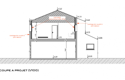 Surélévation de 20 m² pour créer une chambre et un dressing  - plan projet