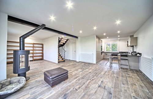 Salon Sejour Cuisine ouverte et poele à bois