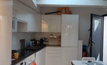 Création cuisine ouverte avec parquet massif