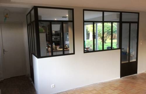 Verrière d'intérieur en maison vue depuis couloir circulation intérieur - Aubagne (13400)