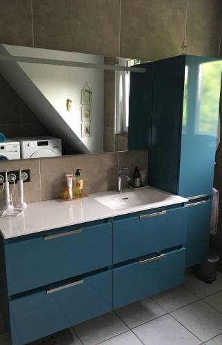 Rénovation d'une salle de bain, meuble vasque et colonne à Altkirch