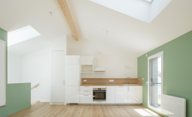 Création d'une cuisine équipée au sein d'une surélévation à Vertou (44120) - vue cuisine de face