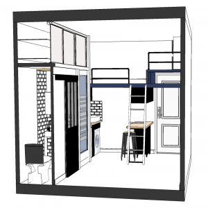 Studette avec Lit mezzanine - Sandrine DEBAIN - La Maison Des Architectes