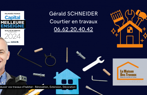 Courtier en travaux Gérald Schneider – Expert en rénovation près d’Héricourt. Contactez Gérald Schneider pour vos projets d’habitat : 06.62.20.40.42.