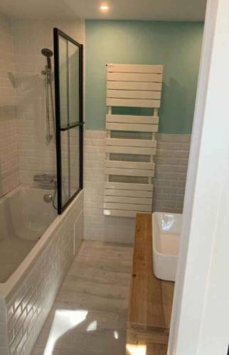 Une salle de bain colorée à Paris