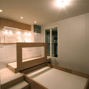 Rénovation complète d'un studio de 16m² à Paris - Coin pièce à vivre / chambre