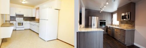 Avant et après rénovation cuisine résidence secondaire Chenôve