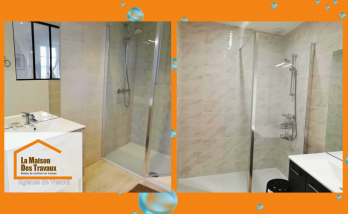 Rénovation de salle de bain près d’Héricourt : douche à l’italienne et meuble suspendu pour un confort moderne signé Gérald Schneider.