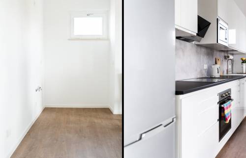 Cuisine dans couloir Nantes