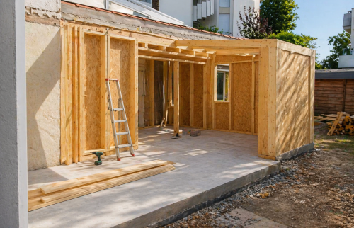 Extension de maison en bois à Gorron (53120) : un agrandissement lumineux et ouvert sur le jardin