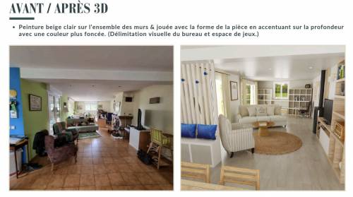 Plan avant-après de décoration intérieure de maison - Montélier 26120