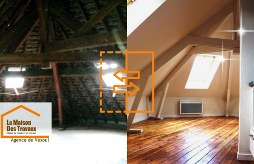 Transformation spectaculaire d’un grenier sombre en combles modernes et lumineux près de Vesoul.
