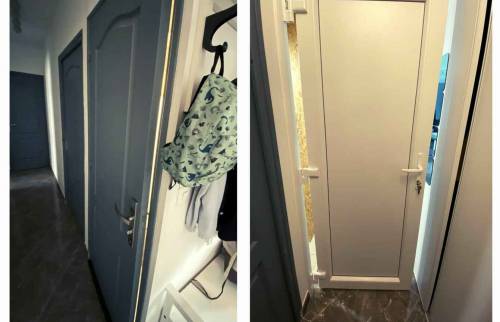 La porte d'entrée d'avant et après les travaux 