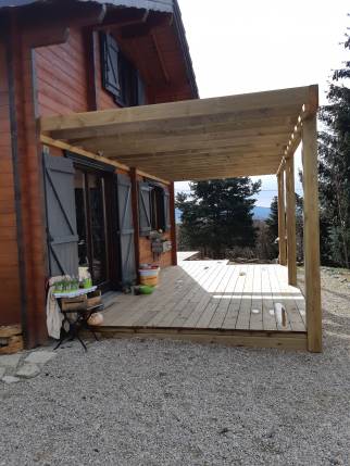 Création d'une terrasse bois lors de travaux d'extension de maison - Priay 01
