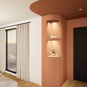 Entrée, niche, terracotta, architecte et décoratrice d'intérieur à Rennes