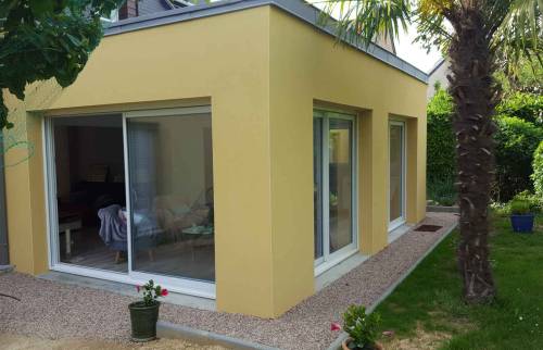 extension toit plat avec gouttière