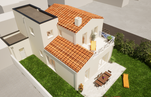 Plan 3D du projet de surélévation de 14 m² à Vertou  