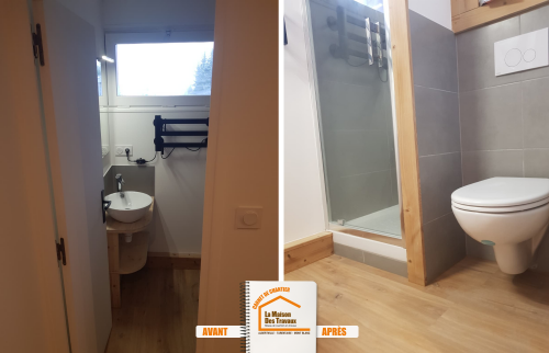 La Maison des Travaux Albertville, aménagement combles Ugine, salle de bain sous combles, isolation toiture Savoie, artisan rénovation Moûtiers