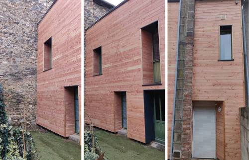 Mise en place d’un bardage en Douglas sur les façades