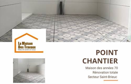 Nouvelle salle de bains rénovée avec carrelage contemporain à Saint-Brieuc