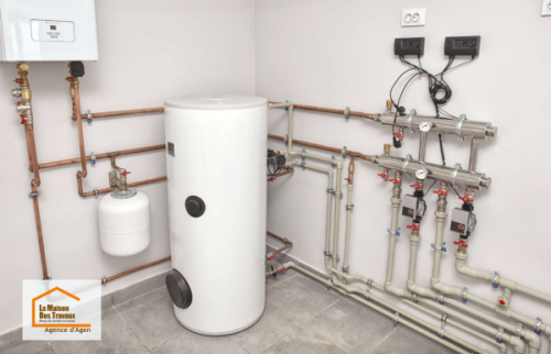 Vase d’expansion installé lors d’une rénovation énergétique à Agen pour sécuriser le circuit de chauffage et optimiser le fonctionnement de l’installation.
