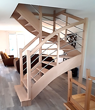 Escalier double quart tournant