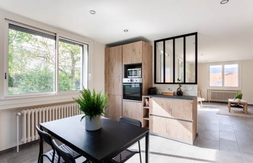 la cuisine après travaux, avec la verrière