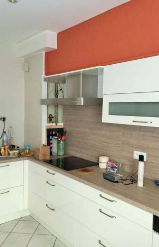 Rénovation complete d'une cuisine, Maison (Lyon Ecully), couleur terracotta