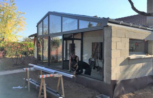 Réalisation d'une Véranda pour création d'un atelier de peinture - Ouest Lyonnais : travaux en cours