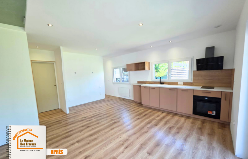 travaux garage habitable, projet studio courtier en travaux, garage transformé en T1, rénovation complète pièce annexe, réaménagement intérieur Albertville