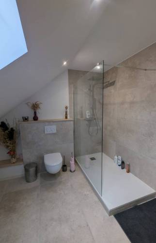 Salle d’eau sous combles avec douche à l’italienne à La Murette