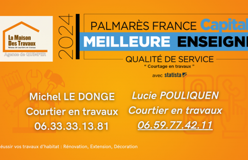Présentation de l’agence La Maison Des Travaux de Quimper, vos experts en rénovation intérieure de confiance.