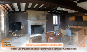 Modernisation d’une maison de vacances avec îlot central et éclairage à Loctudy