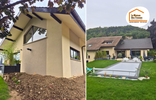  création extension Douvaine, agrandissement maison Haute-Savoie, projet extension moderne, rénovation extérieure Bassin Genevois, maison lumineuse rénovation