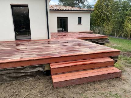 Création d'une terrasse bois en padouk - Montauban 82000