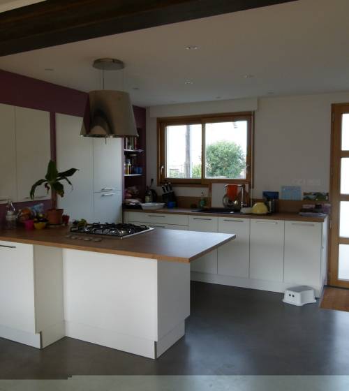 Rénovation rez-de-chaussée pavillon avec cuisine ouverte sur salon îlot central - Magny-en-Vexin (95420)